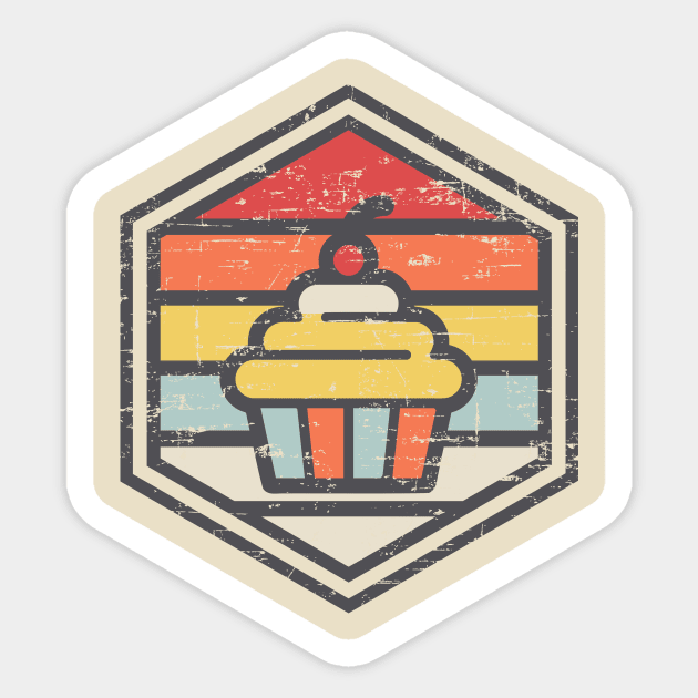 Retro Badge Cupcake Light Sticker by rojakdesigns